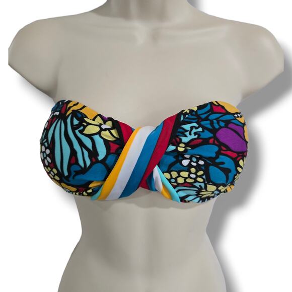 Rio de Sol Women's Colorful Bandeau Bikini Set Size Large - Picture 2 of 11